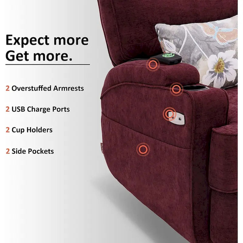 Electric Power Swivel Glider Recliner with Heat and Massage