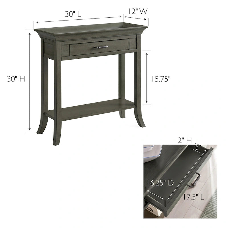 Traditional Tray Edge Console Hall Stand in Smoke Gray