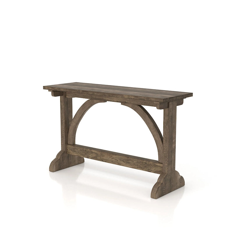 47" Rustic Oak Finish Sofa Console Table with Trestle Base