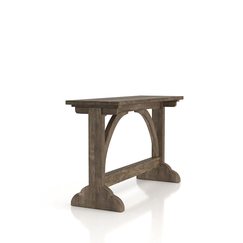 47" Rustic Oak Finish Sofa Console Table with Trestle Base