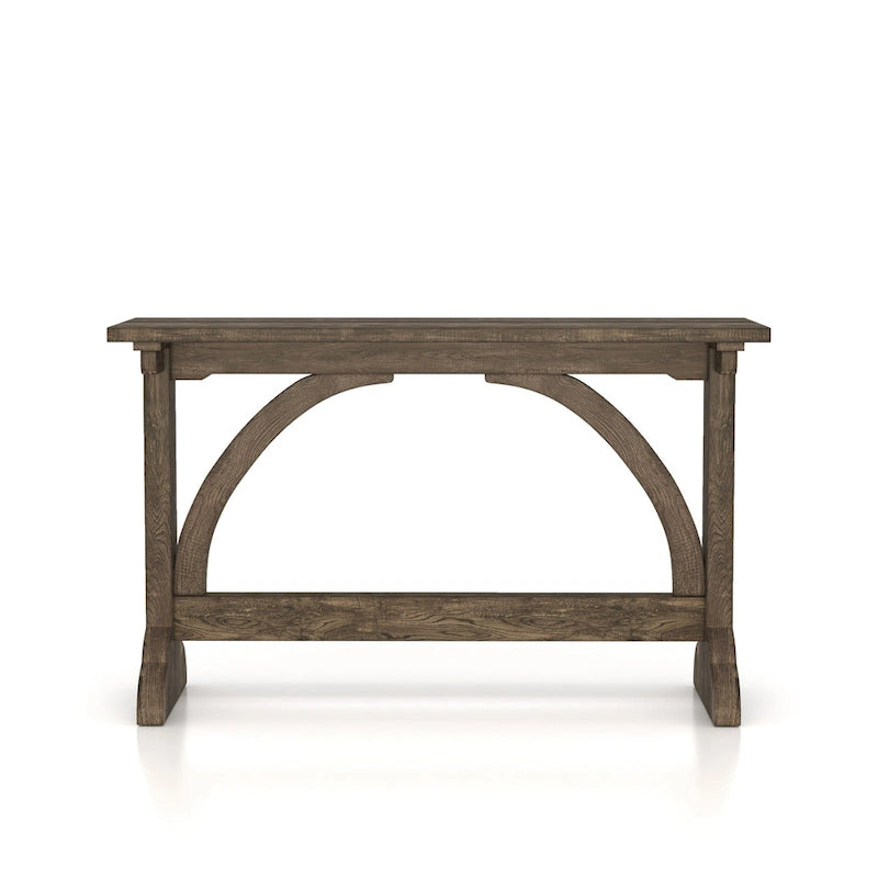 47" Rustic Oak Finish Sofa Console Table with Trestle Base
