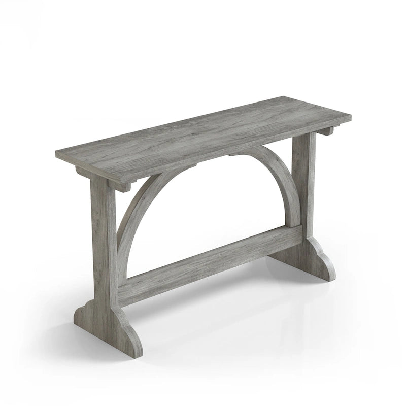 47" Rustic Oak Finish Sofa Console Table with Trestle Base