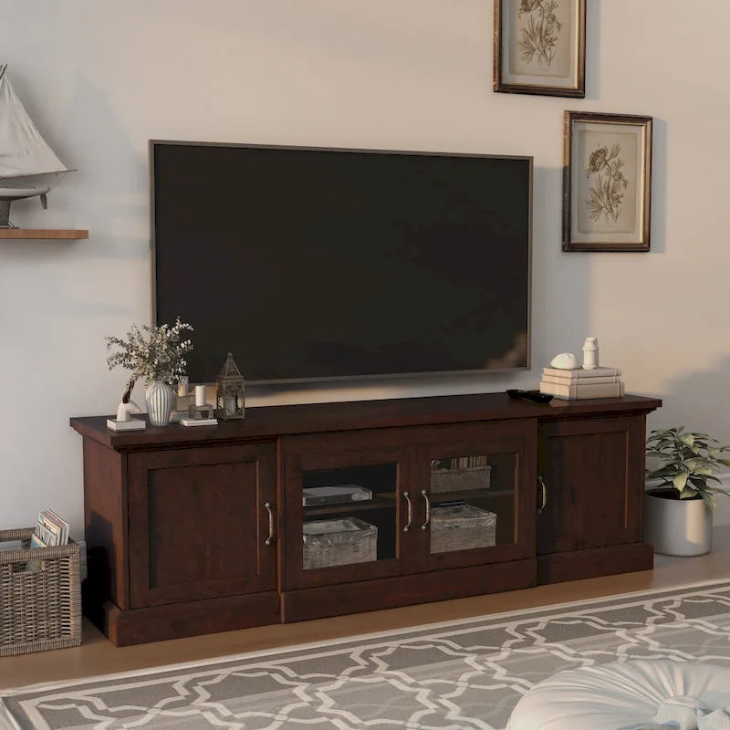 68" Rustic TV Console with 6 Shelves and 4 Doors - Fits up to 66" TVs