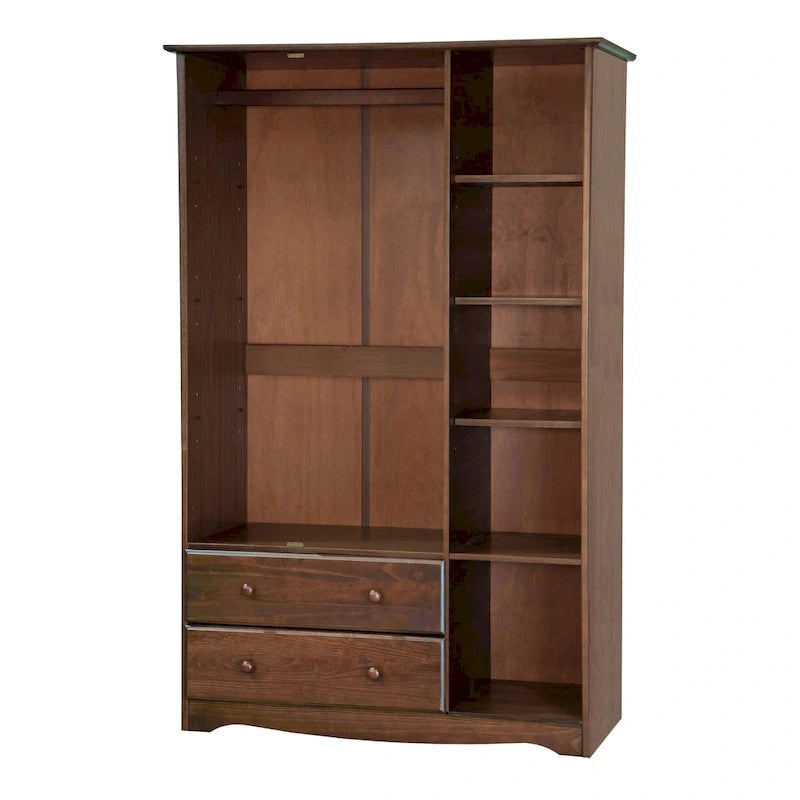 100% Solid Pine Wood Grand Wardrobe Armoire with Drawers and Lock