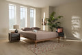 Contemporary Walnut Wood Platform Bed Frame