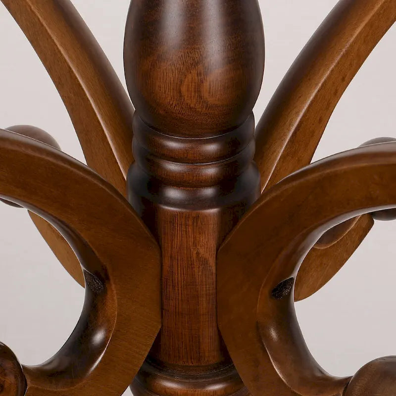 Freestanding Solid Ash Wood Coat Rack with 8 Hooks - Dark Brown