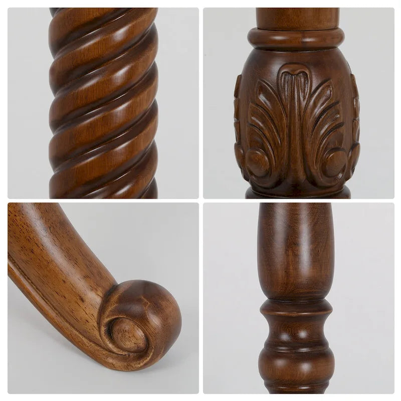 Freestanding Solid Ash Wood Coat Rack with 8 Hooks - Dark Brown