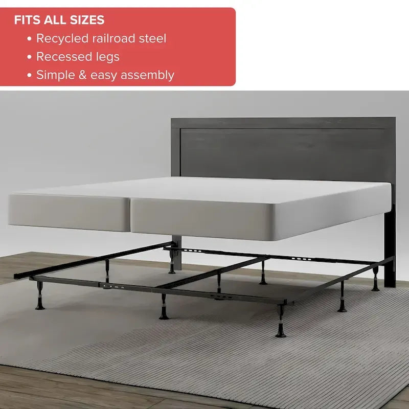 Adjustable Metal Bed Frame with Glides - Twin to King