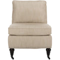 Armless Slipper Club Chair in Striped Linen with Wood Legs