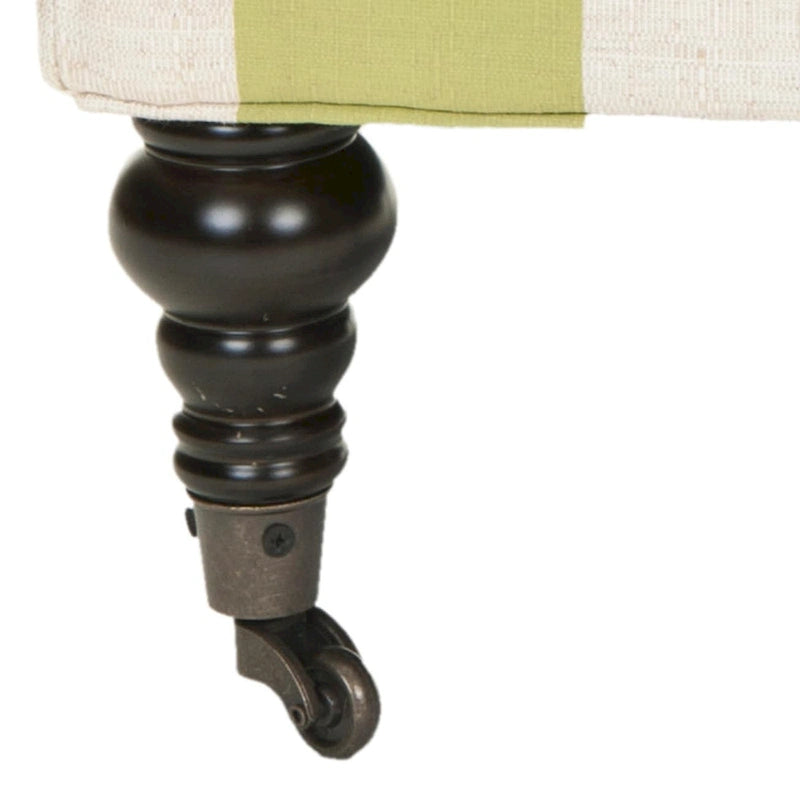 Armless Slipper Club Chair in Striped Linen with Wood Legs