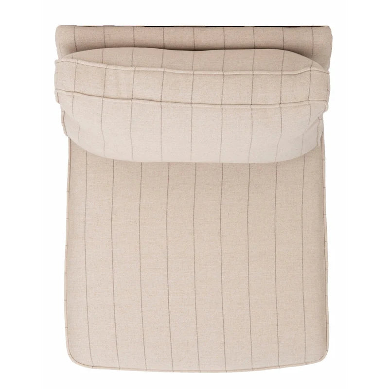 Armless Slipper Club Chair in Striped Linen with Wood Legs