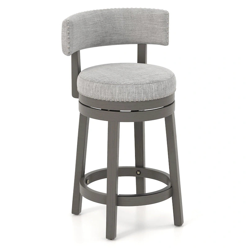 360 Swivel Bar Stool with Upholstered Back, Cushion Seat and Footrest
