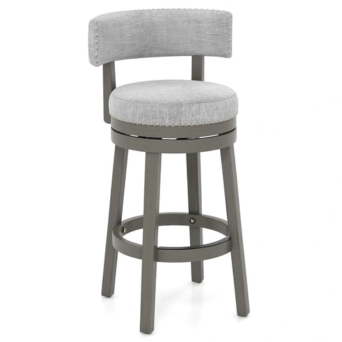 Swivel Bar Stool with Upholstered Back Seat and Footrest