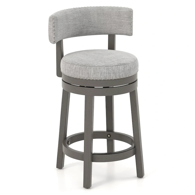 360 Swivel Bar Stool with Upholstered Back, Cushion Seat and Footrest