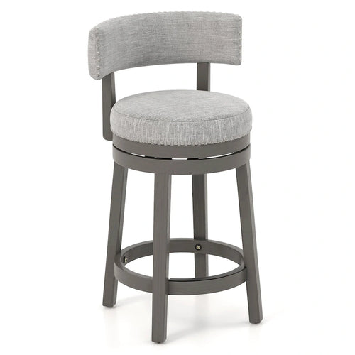 360 Swivel Bar Stool with Upholstered Back, Cushion Seat and Footrest