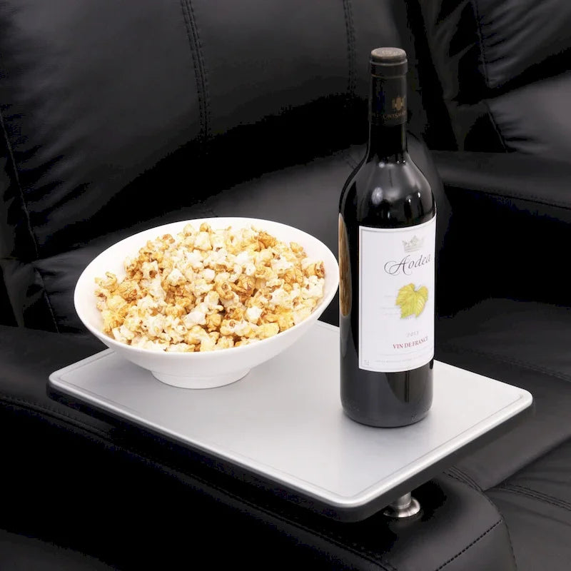 Brushed Aluminum 360 Swivel Tray Table for Home Theater Seats