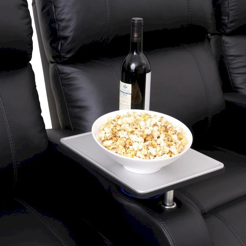 Brushed Aluminum 360 Swivel Tray Table for Home Theater Seats