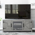 58" Farmhouse Barn Door Storage Console Table and TV Stand