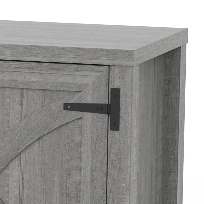 58" Farmhouse Barn Door Storage Console Table and TV Stand