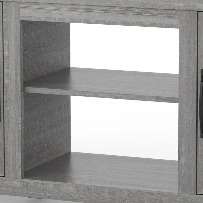 58" Farmhouse Barn Door Storage Console Table and TV Stand