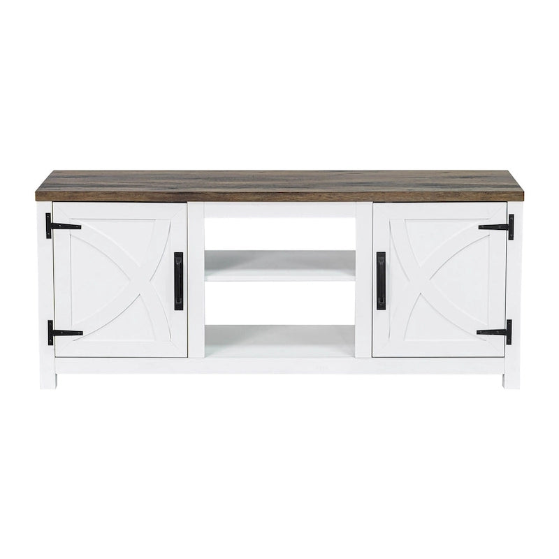 58" Farmhouse Barn Door Storage Console Table and TV Stand