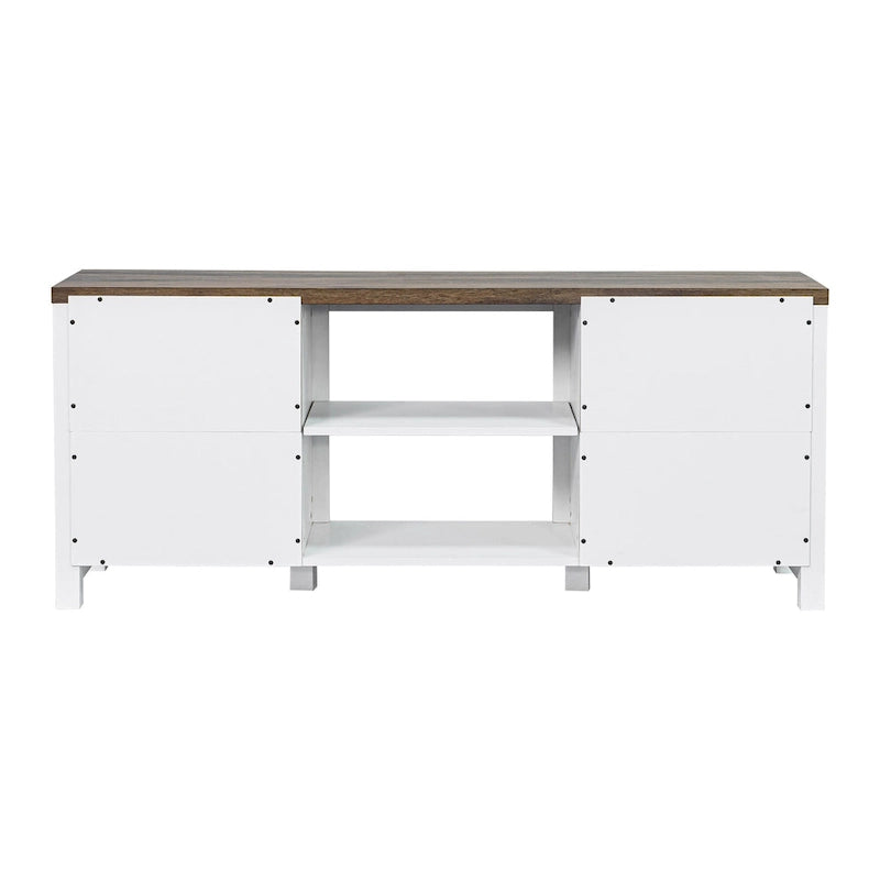 58" Farmhouse Barn Door Storage Console Table and TV Stand