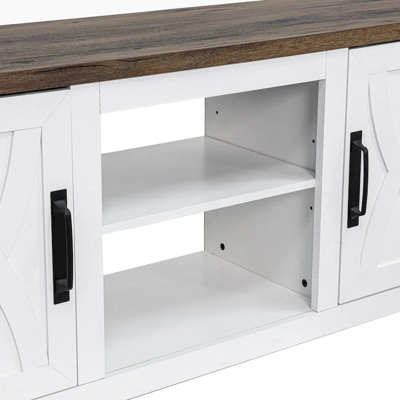 58" Farmhouse Barn Door Storage Console Table and TV Stand