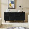 Modern 2-Door Accent Cabinet with Drawers and Metal Legs - Set of 2