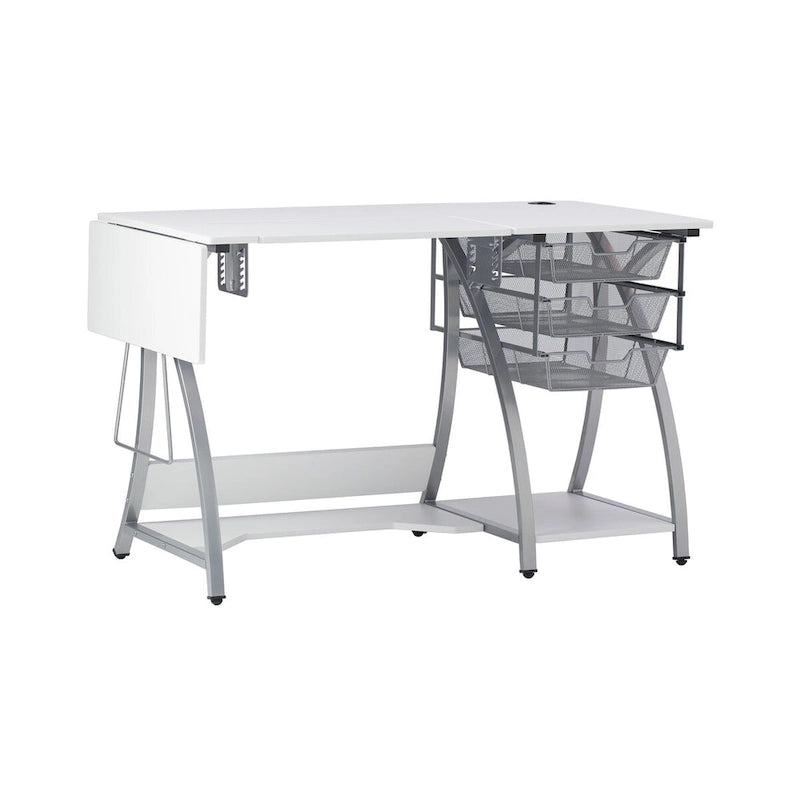 Sewing and Craft Table with Adjustable Platform and Storage Drawers