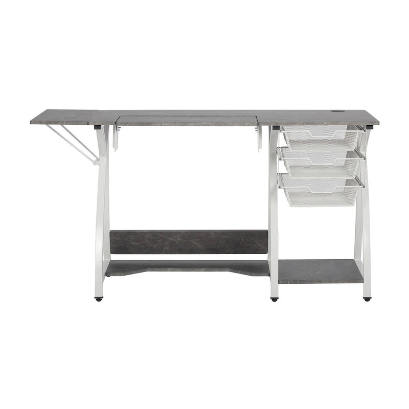 Sewing and Craft Table with Adjustable Platform and Storage Drawers