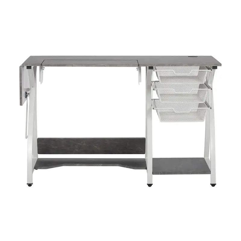 Sewing and Craft Table with Adjustable Platform and Storage Drawers