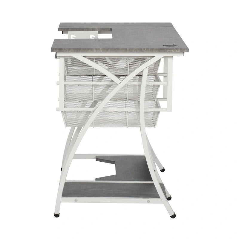 Sewing and Craft Table with Adjustable Platform and Storage Drawers