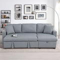 L-Shaped Sleeper Sectional Sofa with Chaise Storage - Gray