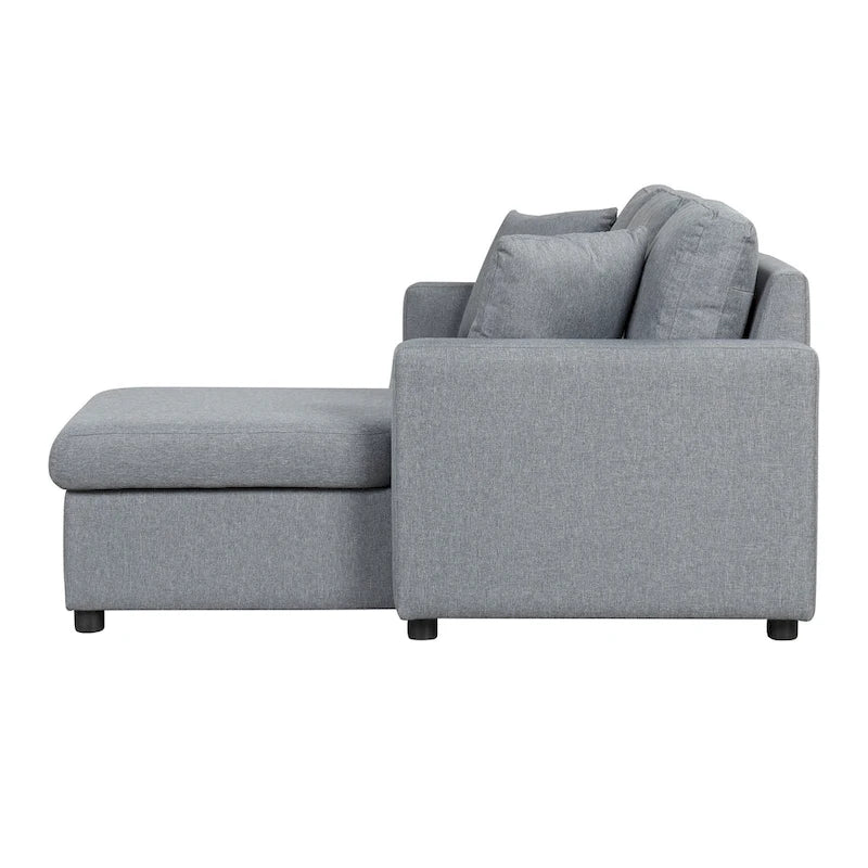 L-Shaped Sleeper Sectional Sofa with Chaise Storage - Gray