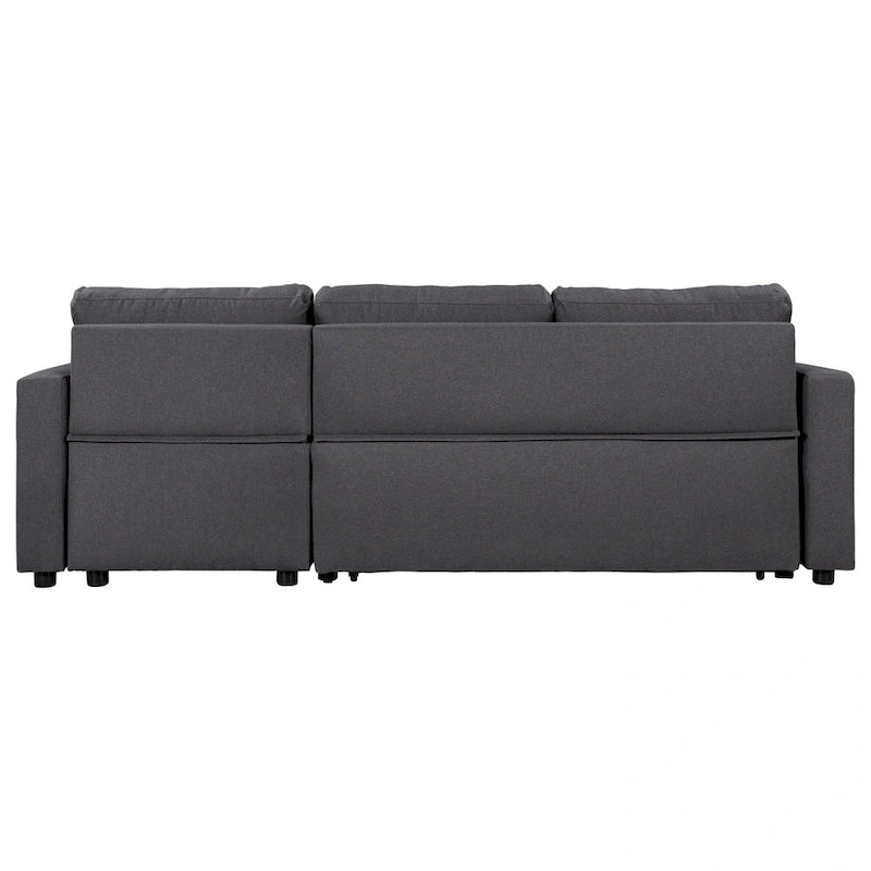 L-Shaped Sleeper Sectional Sofa with Chaise Storage - Gray
