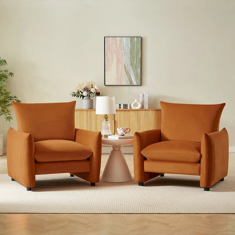 Modern Low-Profile Accent Lounge Armchair 33"W - Set of 2