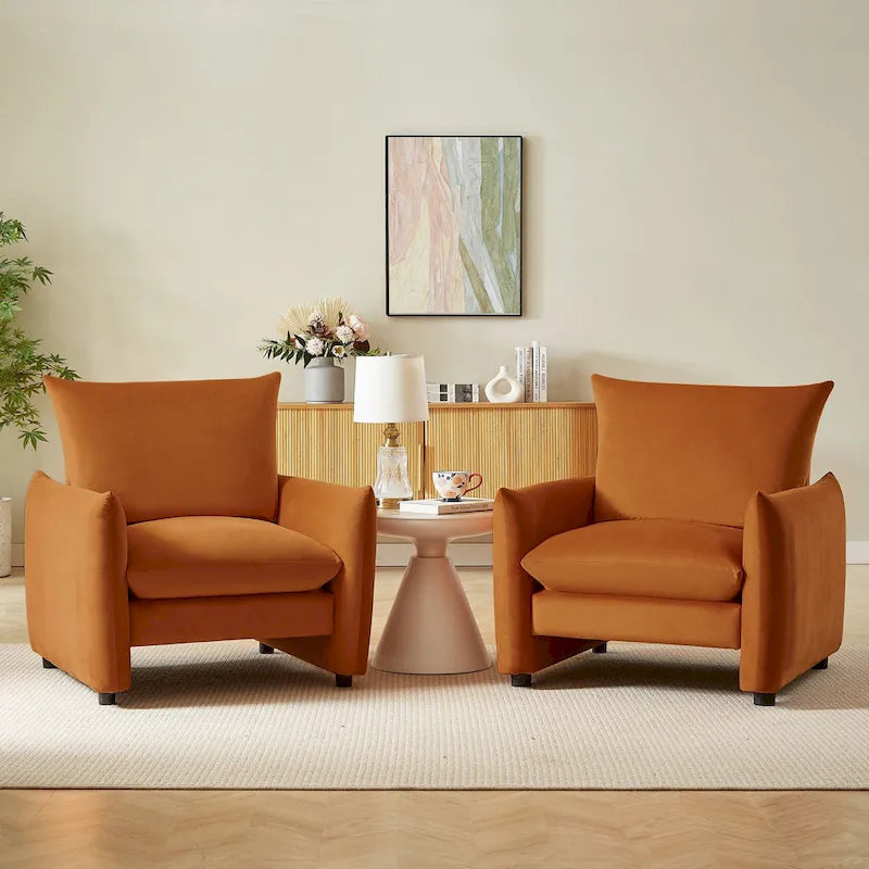 Modern Low-Profile Accent Lounge Armchair 33"W - Set of 2