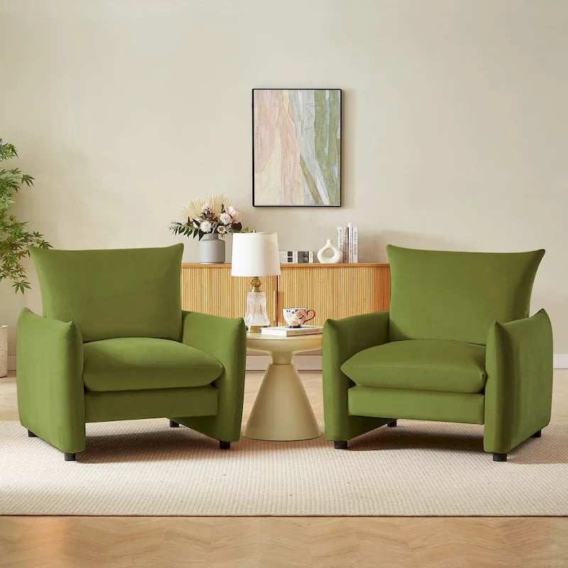 Modern Low-Profile Accent Lounge Armchair 33"W - Set of 2