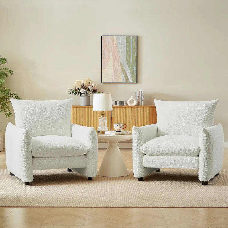 Modern Low-Profile Accent Lounge Armchair 33"W - Set of 2