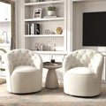Velvet 360 Swivel Barrel Chair with Button Tufted Back - Set of 2