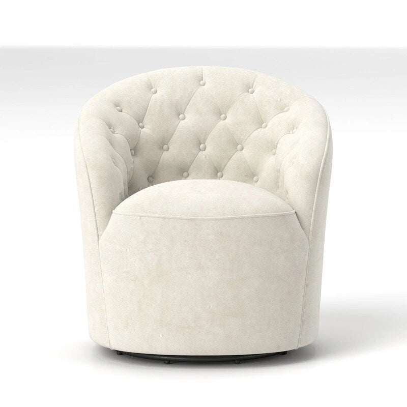 Velvet 360 Swivel Barrel Chair with Button Tufted Back - Set of 2