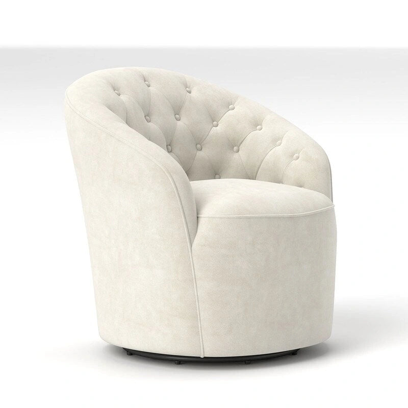 Velvet 360 Swivel Barrel Chair with Button Tufted Back - Set of 2