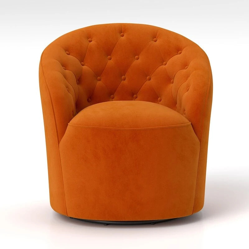 Velvet 360 Swivel Barrel Chair with Button Tufted Back - Set of 2