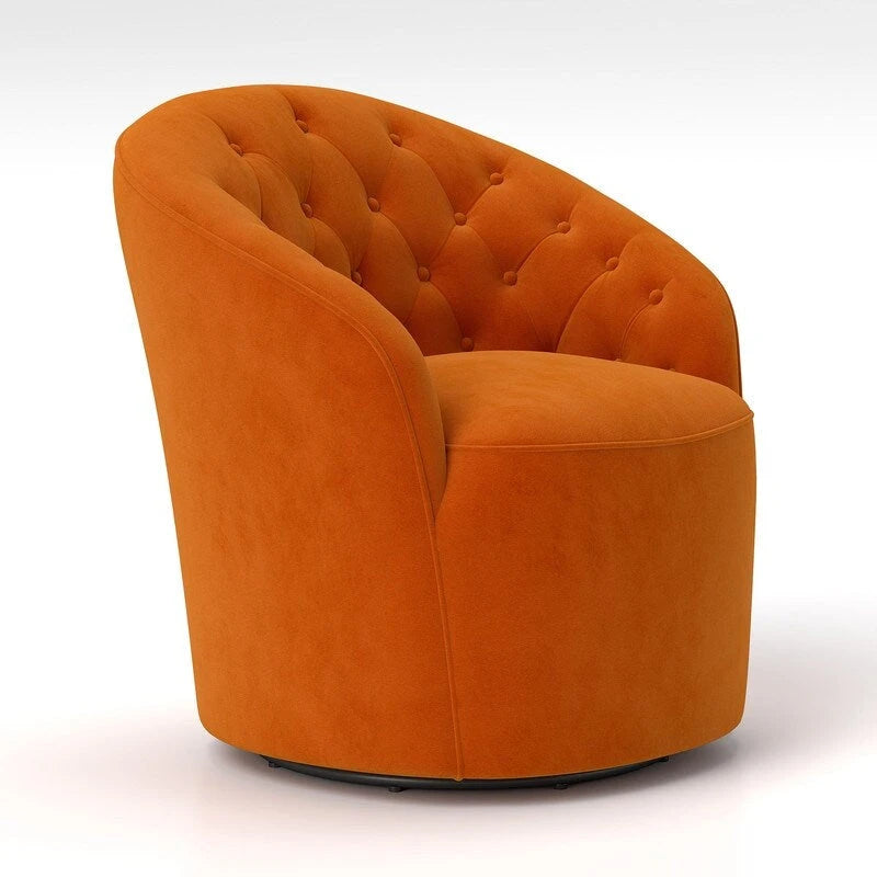 Velvet 360 Swivel Barrel Chair with Button Tufted Back - Set of 2
