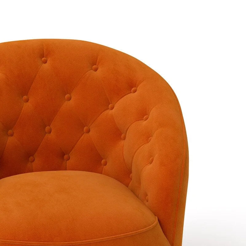 Velvet 360 Swivel Barrel Chair with Button Tufted Back - Set of 2