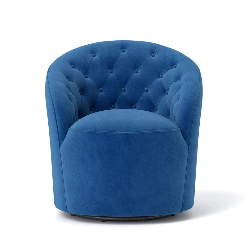 Velvet 360 Swivel Barrel Chair with Button Tufted Back - Set of 2