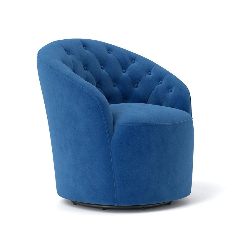 Velvet 360 Swivel Barrel Chair with Button Tufted Back - Set of 2