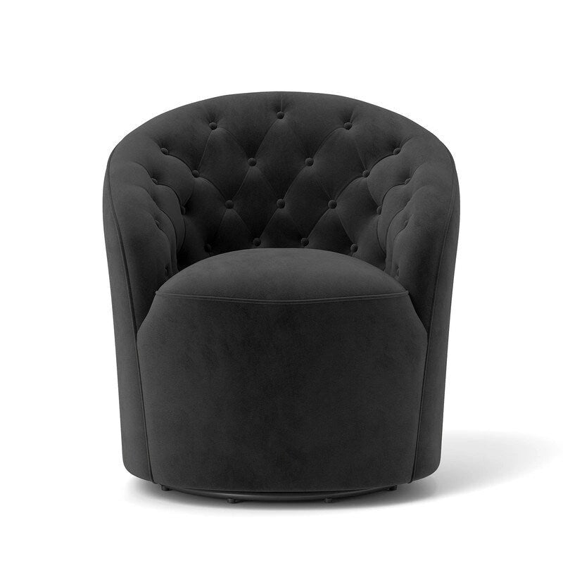 Velvet 360 Swivel Barrel Chair with Button Tufted Back - Set of 2