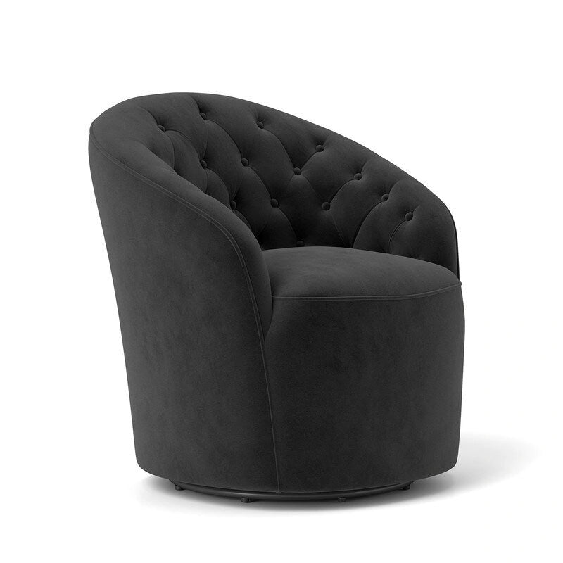 Velvet 360 Swivel Barrel Chair with Button Tufted Back - Set of 2