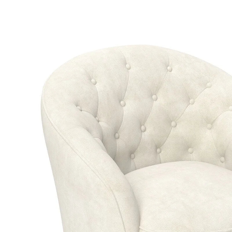 Velvet 360 Swivel Barrel Chair with Button Tufted Back - Set of 2